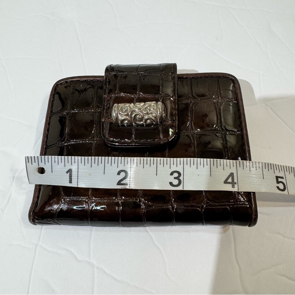 Brighton Dark Brown Crocodile-Embossed Leather Wallet - Picture 3 of 9